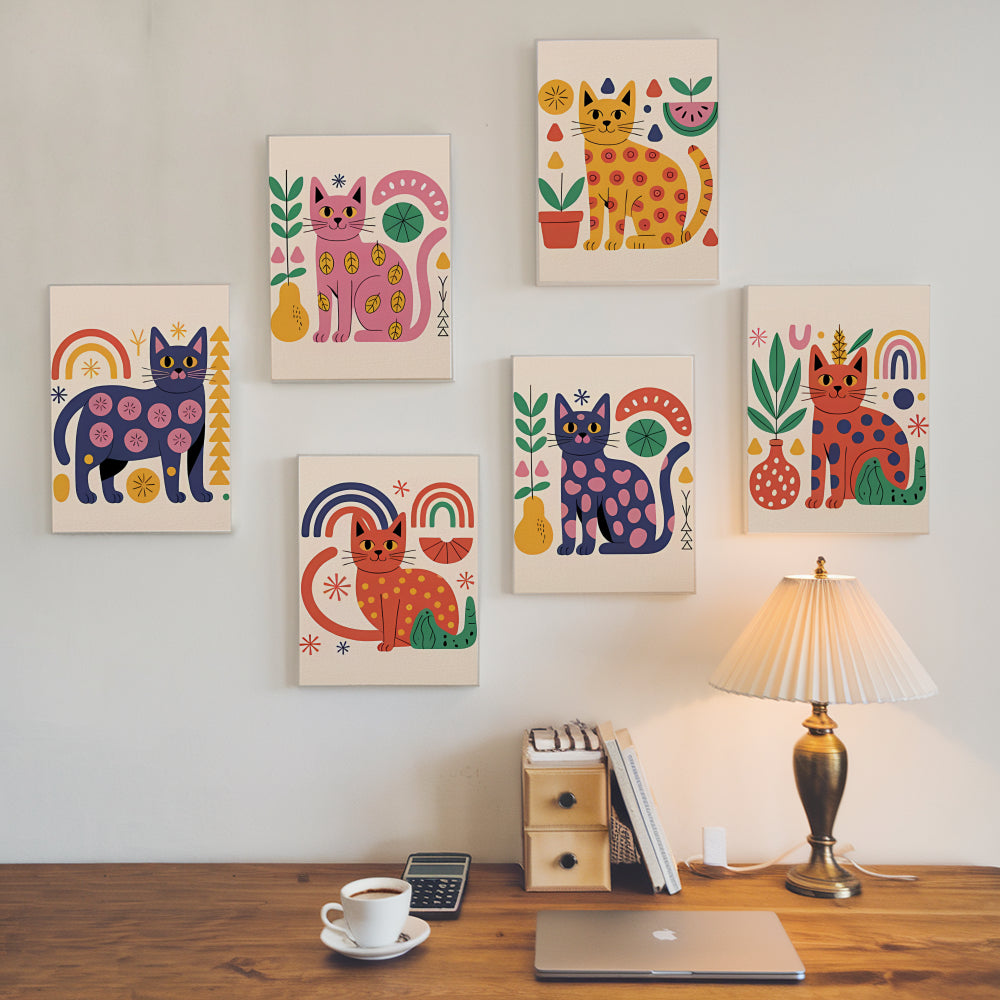 Måla efter siffror - 6 minimålningar | Abstrakta Miez-dragset