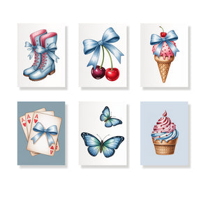 Måla efter siffror - 6 minimålningar | Set med azurfärgade accenter