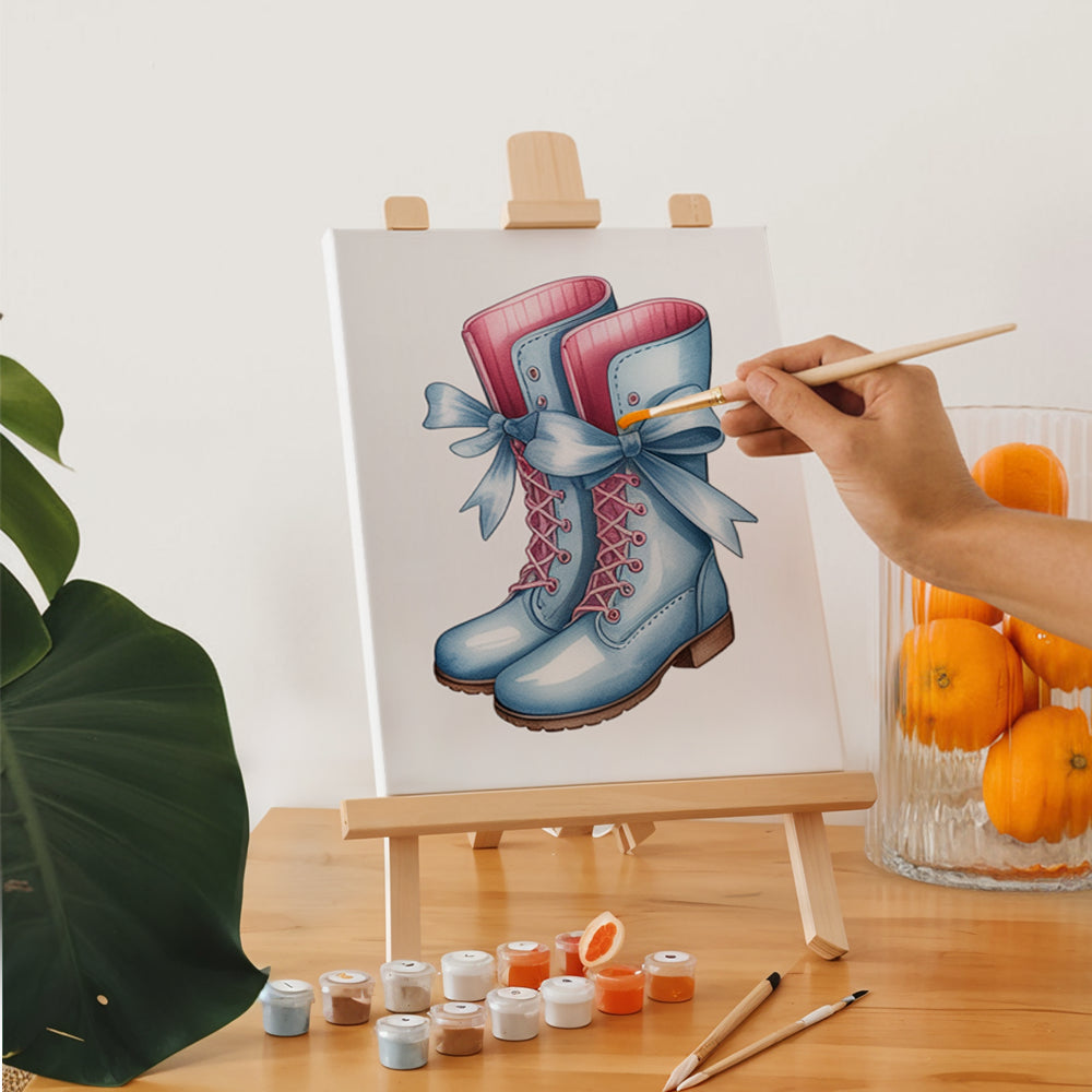 Måla efter siffror - 6 minimålningar | Set med azurfärgade accenter