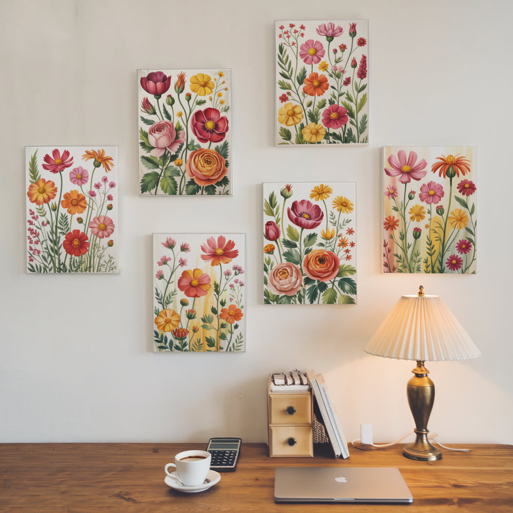 Måla efter siffror - 6 minimålningar | Botanisk harmoni-set