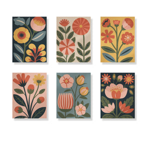 Måla efter siffror - 6 minimålningar | Retro trädgårdsset