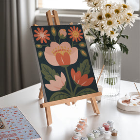 Måla efter siffror - 6 minimålningar | Retro trädgårdsset