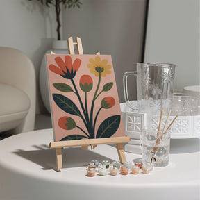 Måla efter siffror - 6 minimålningar | Retro trädgårdsset