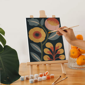 Måla efter siffror - 6 minimålningar | Retro trädgårdsset