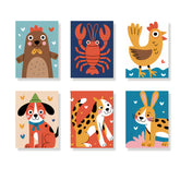 Måla efter siffror - 6 minimålningar | Set med lekfulla varelser