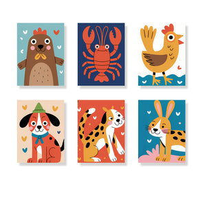 Måla efter siffror - 6 minimålningar | Set med lekfulla varelser