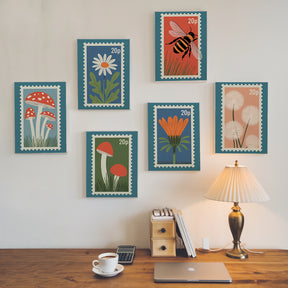 Måla efter siffror - 6 minimålningar | Set med vintage naturtryck