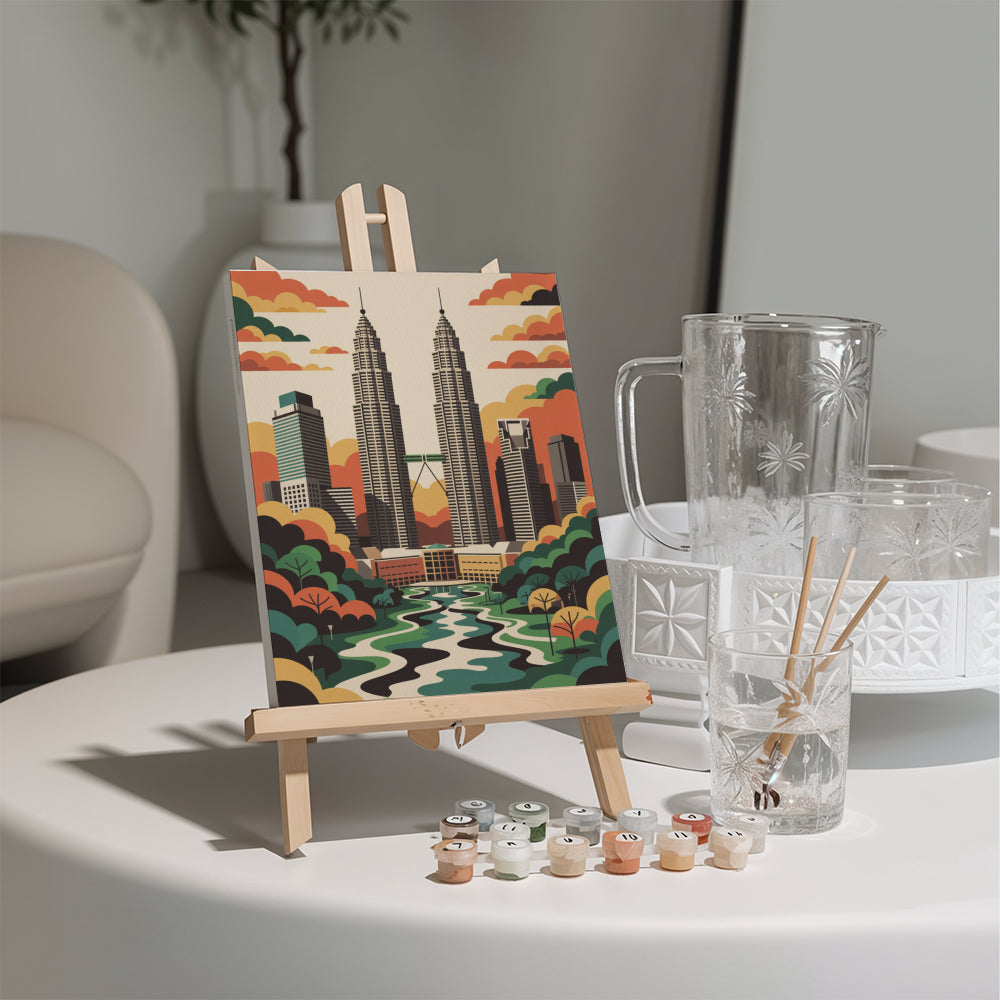 Måla efter siffror - 6 minimålningar | Världens underverk med stilset