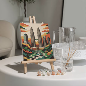 Måla efter siffror - 6 minimålningar | Världens underverk med stilset