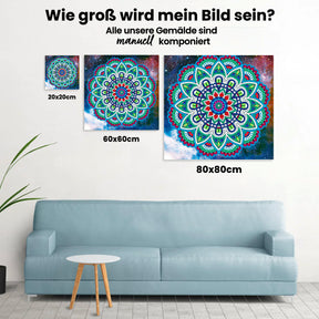 Mandala Grün Rot | Glow in the Dark - Malen nach Zahlen