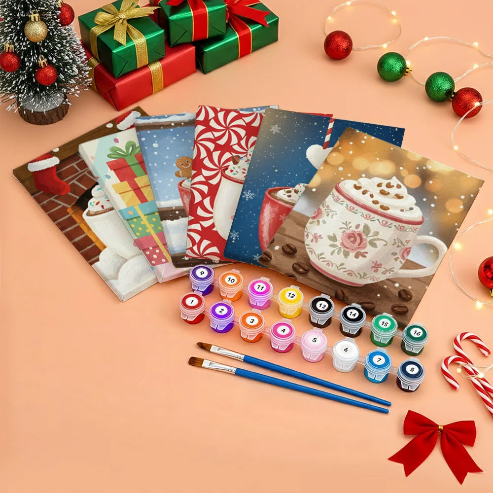 Måla efter siffror - 6 minimålningar | Set med abstrakta affirmationer