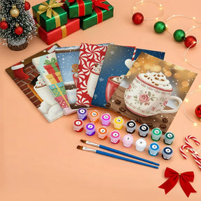 Måla efter siffror - 6 minimålningar | Set med abstrakta affirmationer