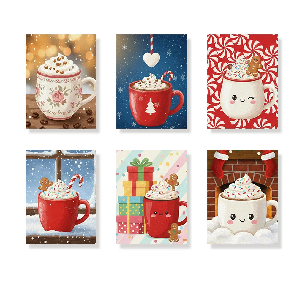 Måla efter siffror - 6 minimålningar | Set med abstrakta affirmationer