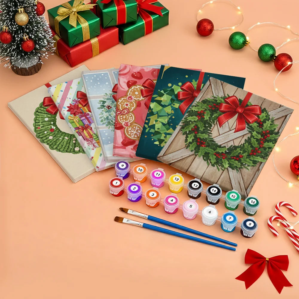 Måla efter siffror - 6 minimålningar | Set med abstrakta affirmationer