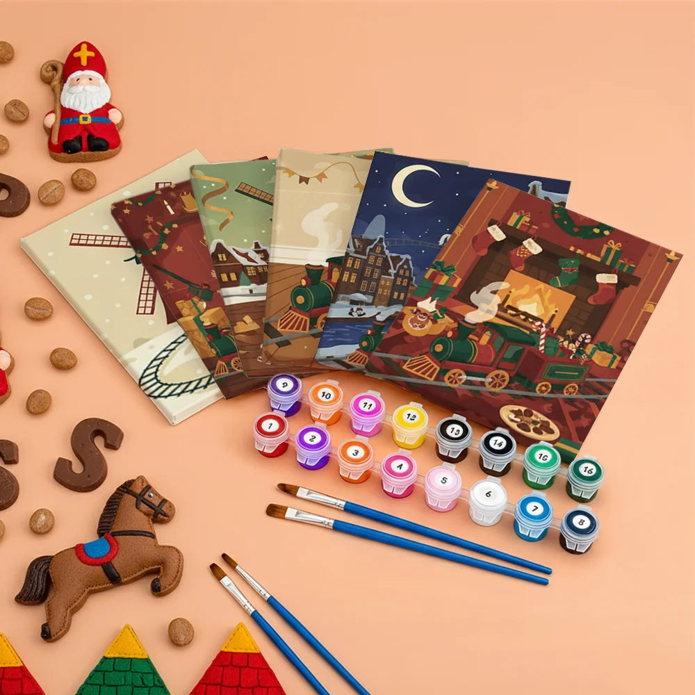 Måla efter siffror - 6 minimålningar | Set med abstrakta affirmationer