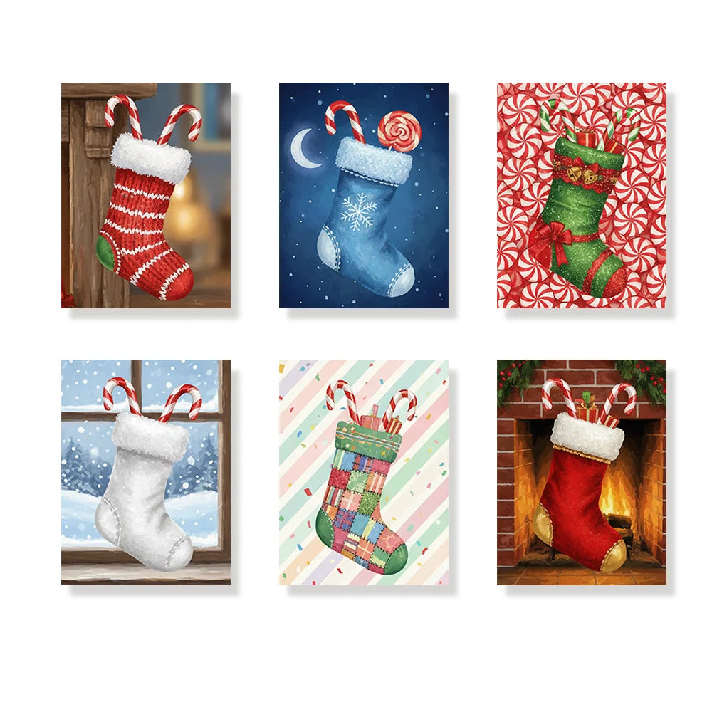 Måla efter siffror - 6 minimålningar | Set med abstrakta affirmationer