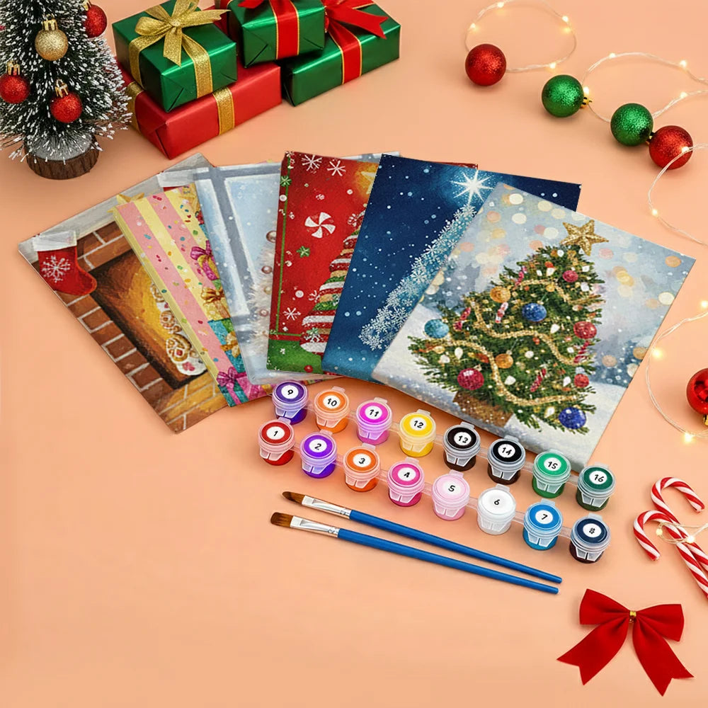 Måla efter siffror - 6 minimålningar | Set med abstrakta affirmationer