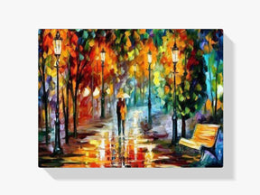 Pärchen beim Spaziergang im Park Herbst - Malen nach Zahlen