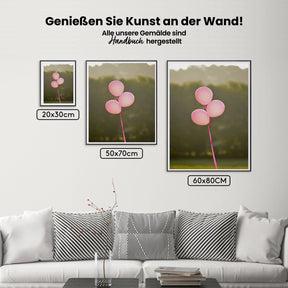 Pink Ribbon | Rosa Luftballons - Malen nach Zahlen