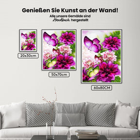 Rosa Blume - Schmetterlinge - Malen nach Zahlen