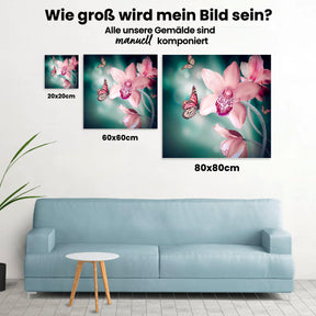 Rosa Blume - Schmetterlinge - Malen nach Zahlen
