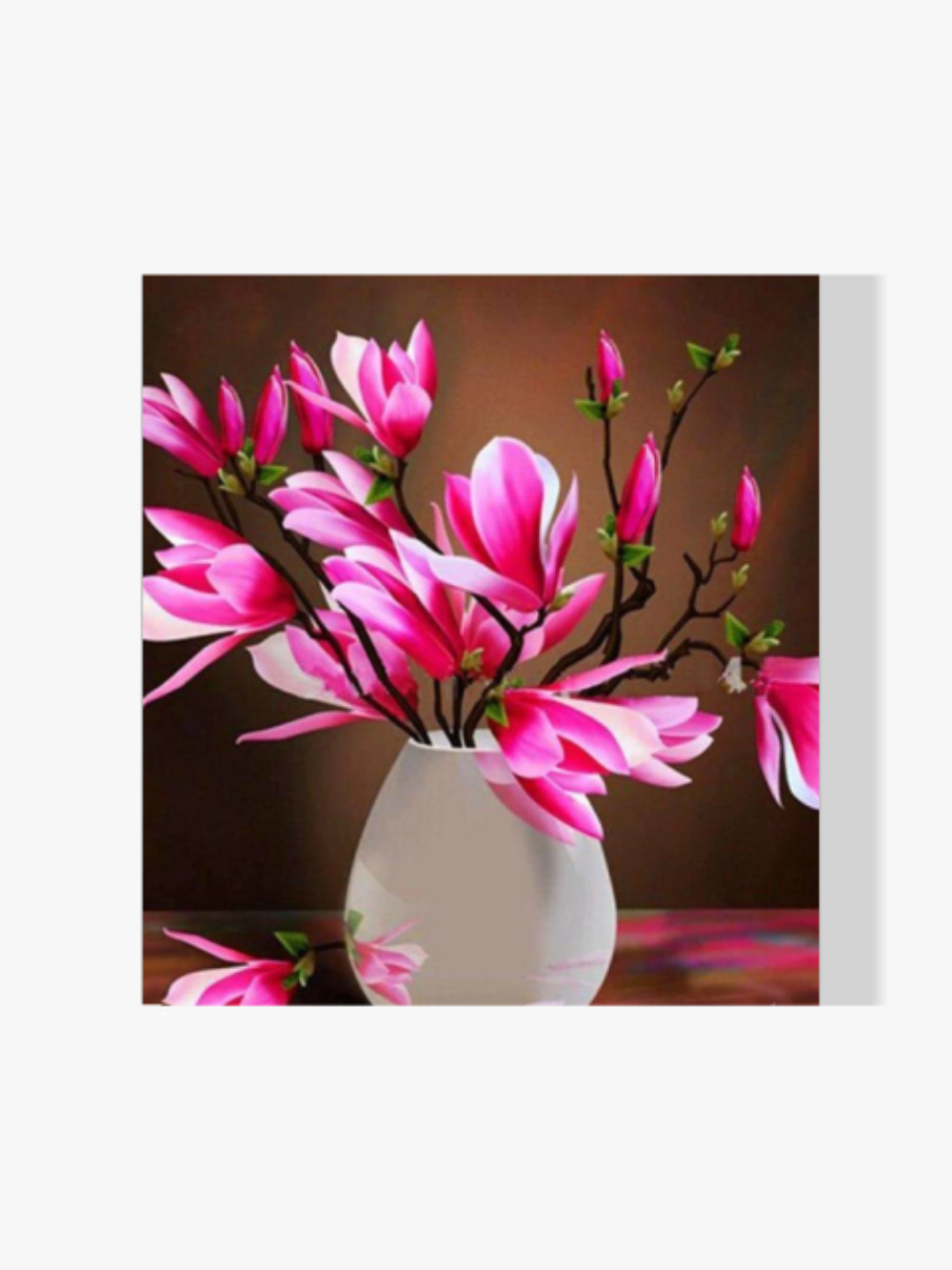 Rosa Blumen in Vase - Malen nach Zahlen
