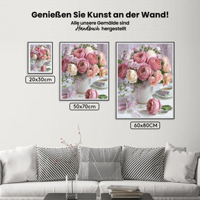 Rosa Rosen in einem Bak | Aurora Borealis - Malen nach Zahlen