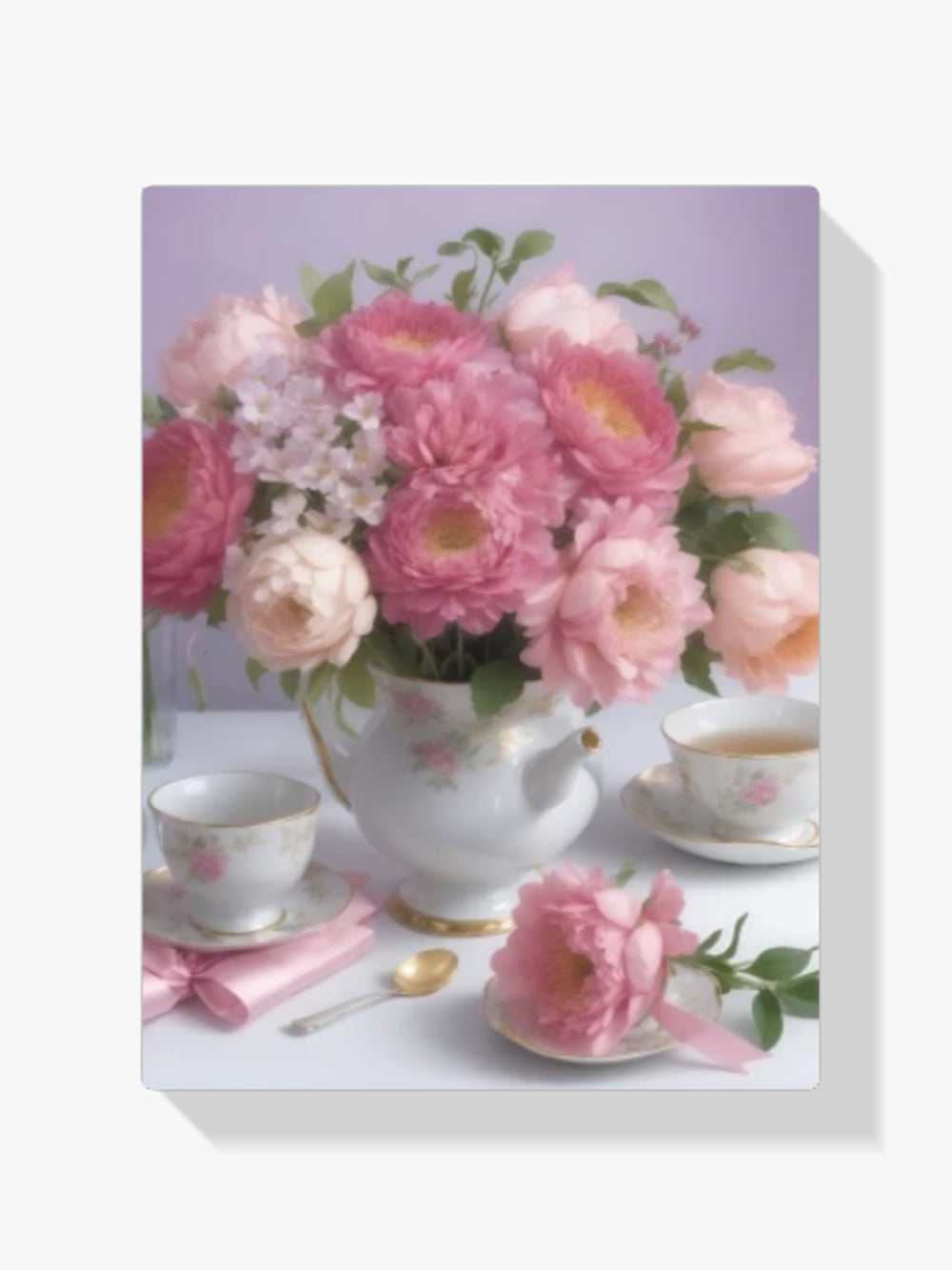 Rosa Rosen in einer Schachtel - Malen nach Zahlen