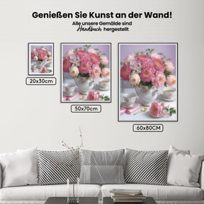 Rosa Rosen in einer Schachtel - Malen nach Zahlen