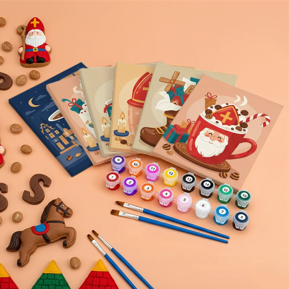 Måla efter siffror - 6 minimålningar | Set med abstrakta affirmationer