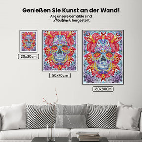Schädel Blumen | Glow in the Dark - Malen nach Zahlen