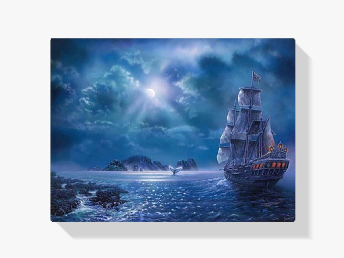 Schiff im Mondlicht - Malen nach Zahlen
