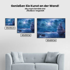 Schiff im Mondlicht - Malen nach Zahlen