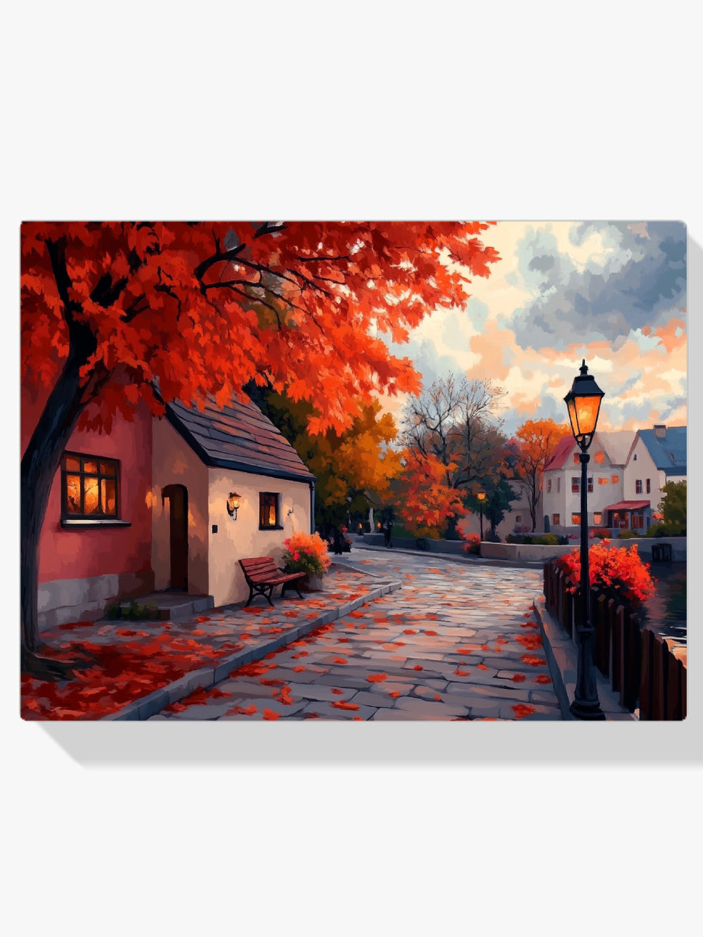 Malen nach Zahlen &#8211; Herbststraße bei Sonnenuntergang