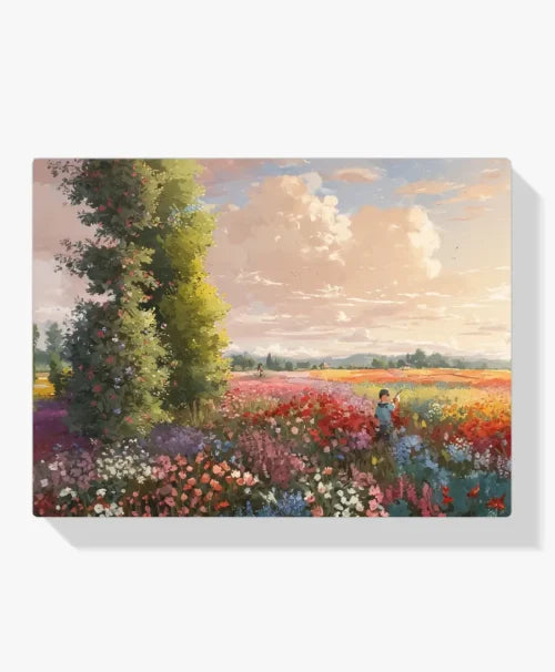 Malen nach Zahlen &#8211; Sonnenuntergang in einem Blumenfeld