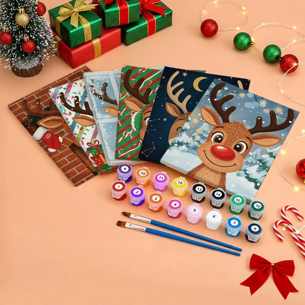 Måla efter siffror - 6 minimålningar | Set med abstrakta affirmationer