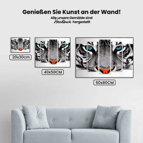 Tiger mit blauen Augen - Malen nach Zahlen