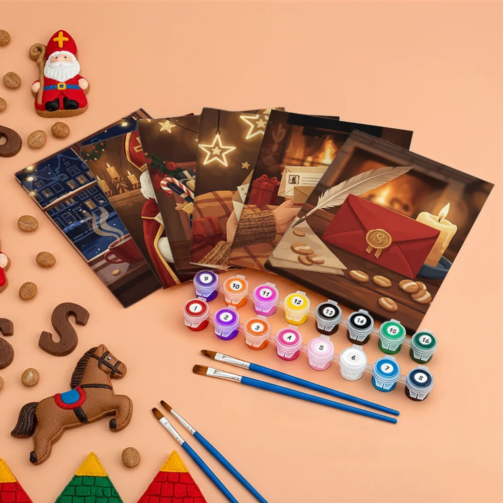 Måla efter siffror - 6 minimålningar | Set med abstrakta affirmationer