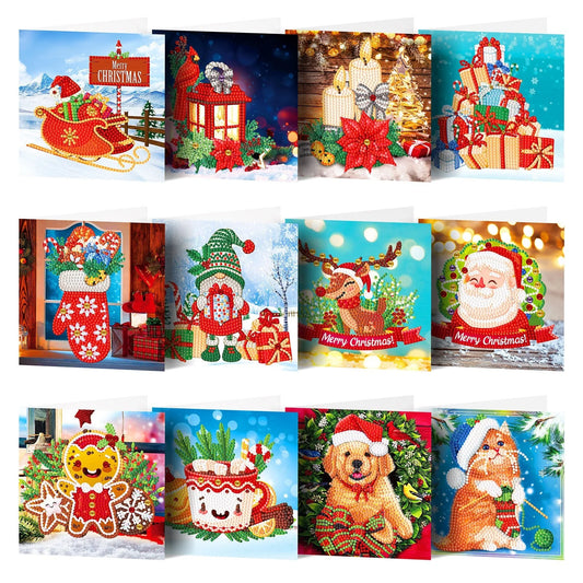 Weihnachtskarten | 12 Stück - Malen nach Zahlen