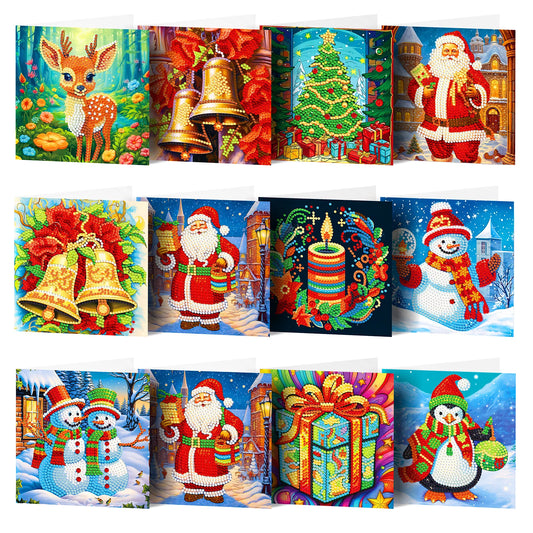 Weihnachtskarten | 12 Stück - Malen nach Zahlen