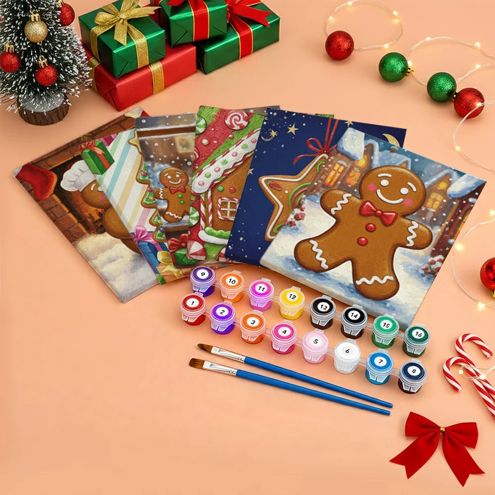 Måla efter siffror - 6 minimålningar | Set med abstrakta affirmationer