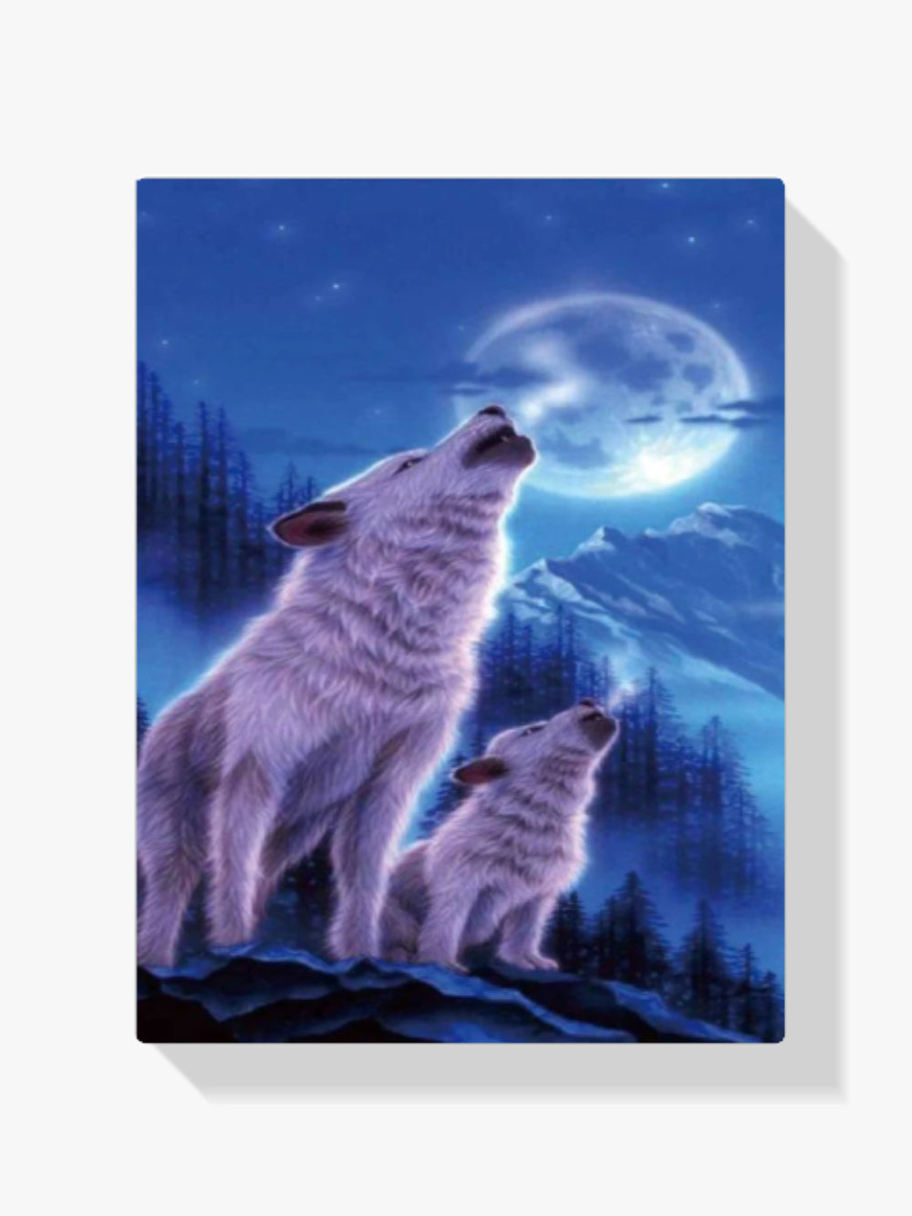 Wölfe bei Vollmond - Malen nach Zahlen