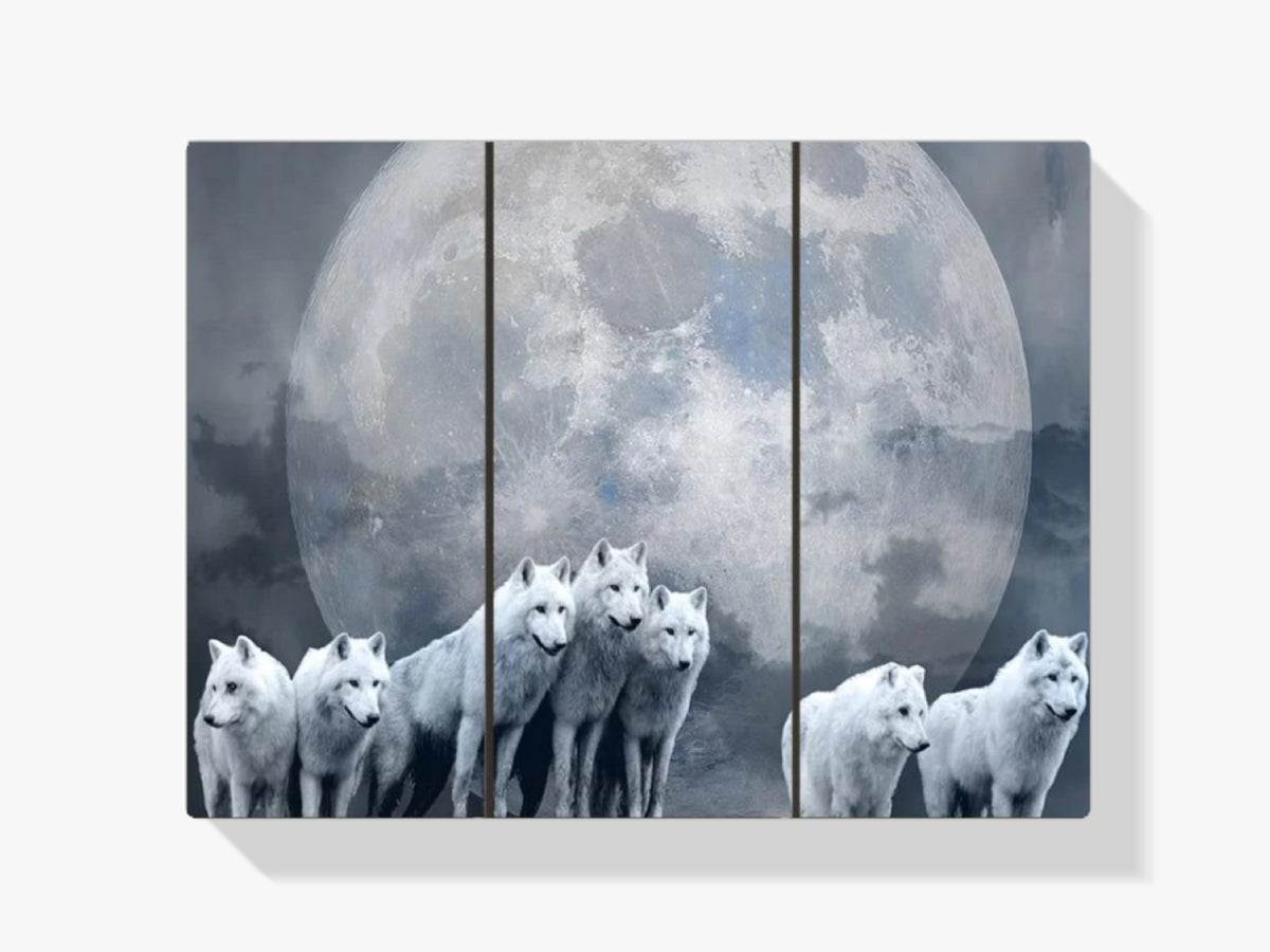 Wolf - Mond | 3 Teile - Malen nach Zahlen