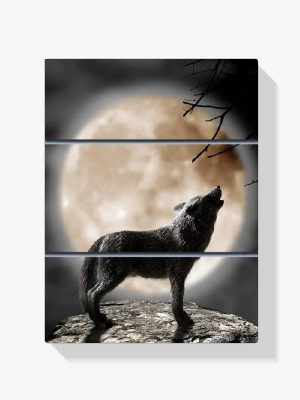 Wolf - Mond | 3 Teile - Malen nach Zahlen