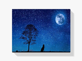 Wolf bei Vollmond - Malen nach Zahlen