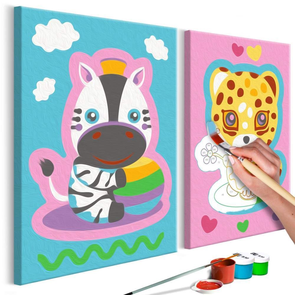 Zebra und Leopard (Rosa und Blau)
