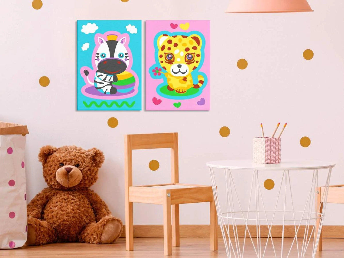 Zebra und Leopard (Rosa und Blau)